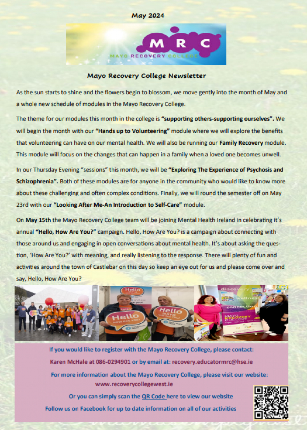 Mayo Recovery College Newsletter-May 2024