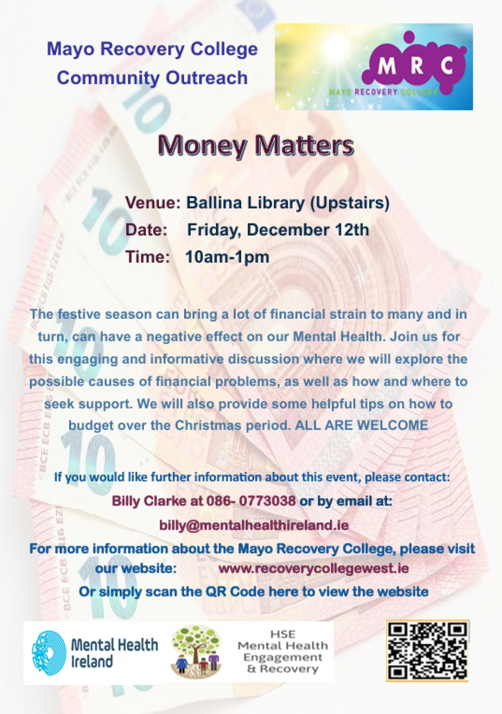 Mayo Recovery College: Ballina &quot;Outreach&quot; Session, Dec 12th, 2025