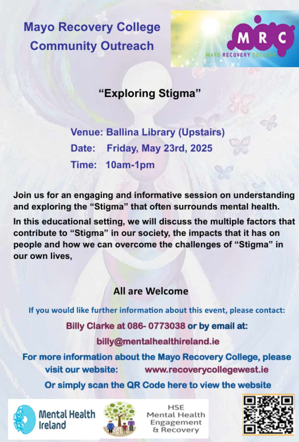 Mayo Recovery College &quot;Outreach Session&quot; Ballina Library (May 23rd, 10am-1pm)