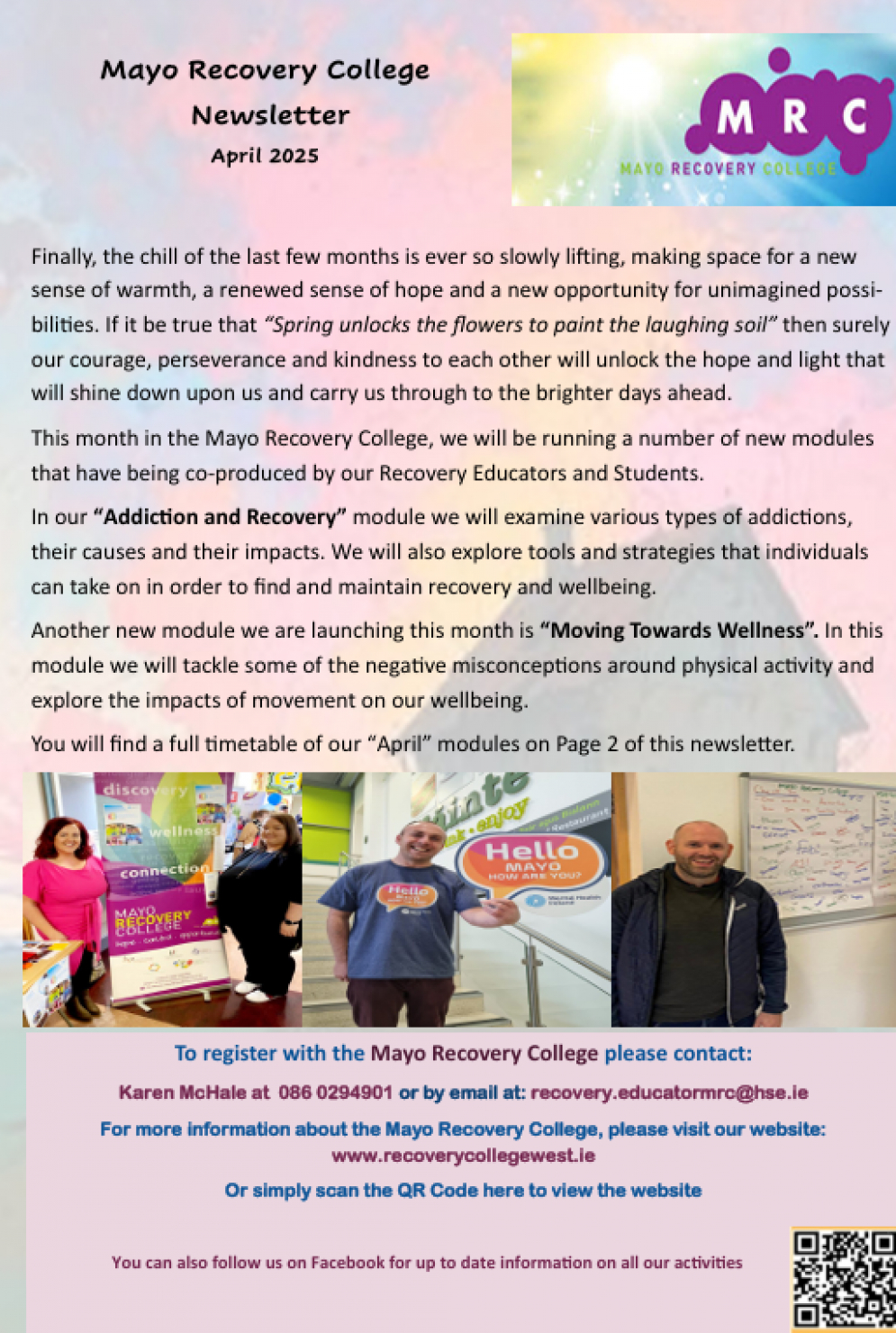 Mayo Recovery College: April 2025 Newsletter