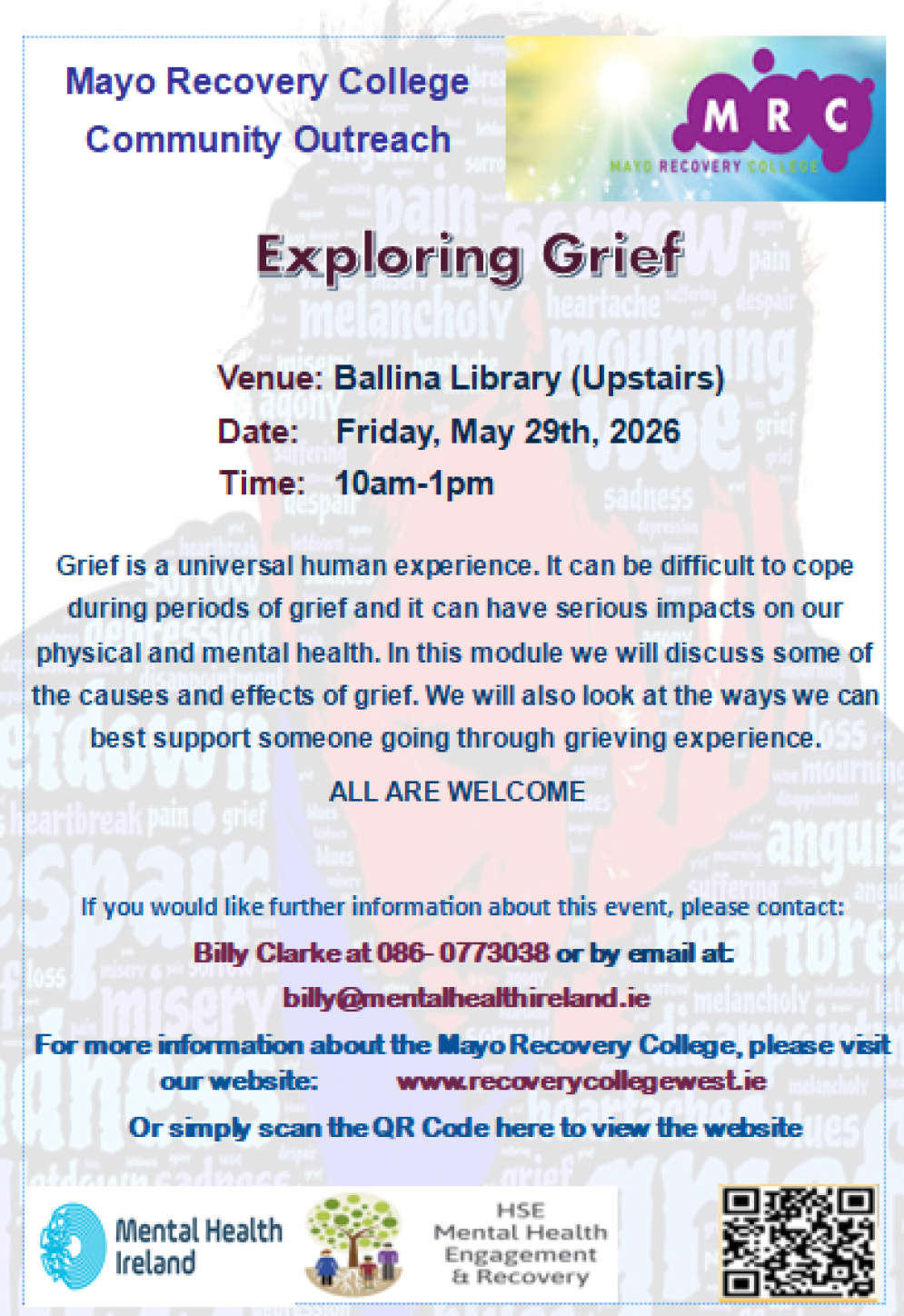 Mayo Recovery College "Outreach" Ballina Library: Exploring Grief