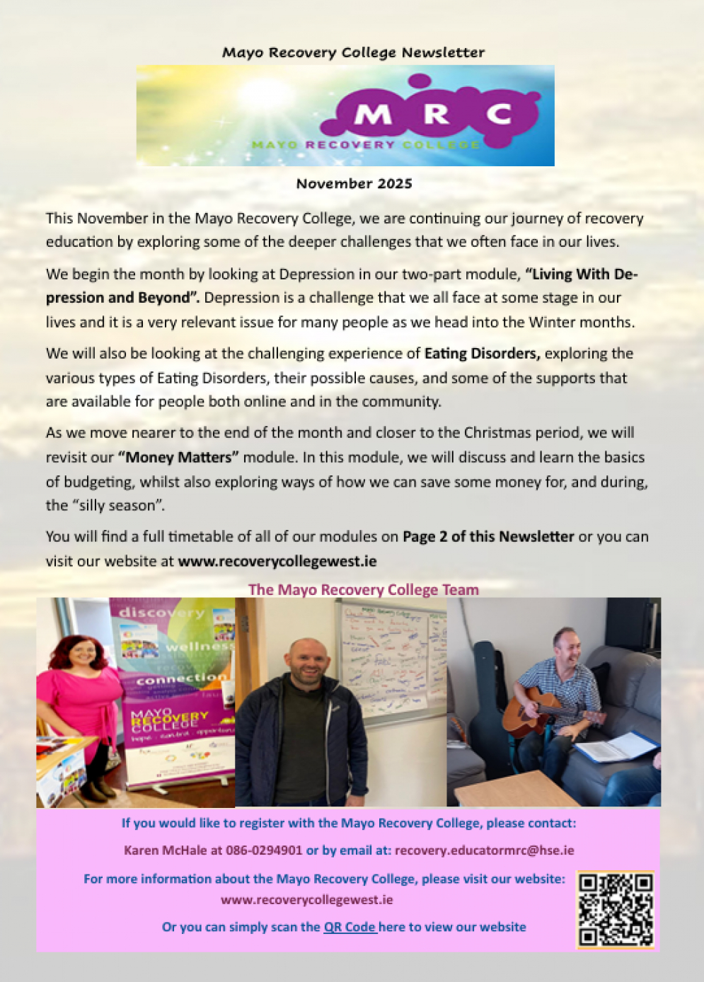 Mayo Recovery College-November Newsletter 2025