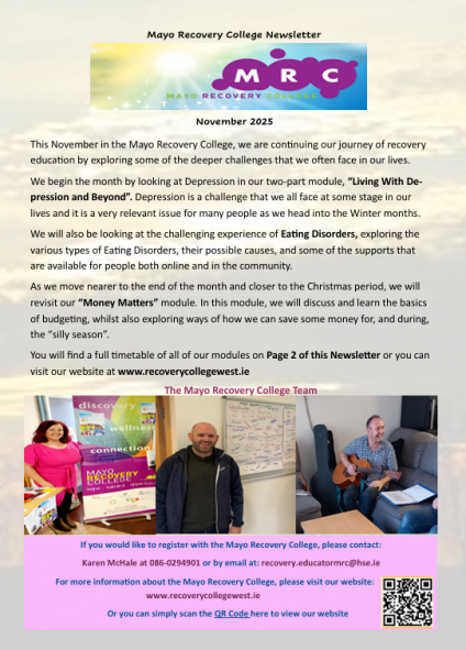 Mayo Recovery College-November Newsletter 2025