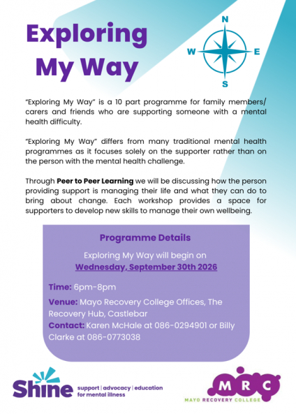 SHINE-Exploring My Way (10 Part Peer Support Programme for Family Members/Carers/Supporters