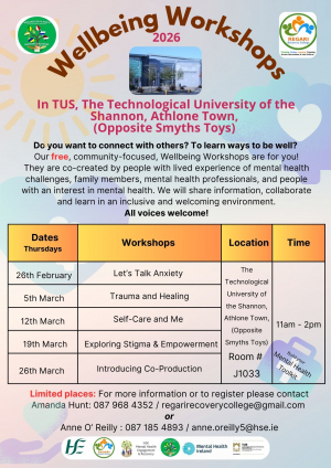 Wellbeing Workshops in Athlone, TUS, 2026