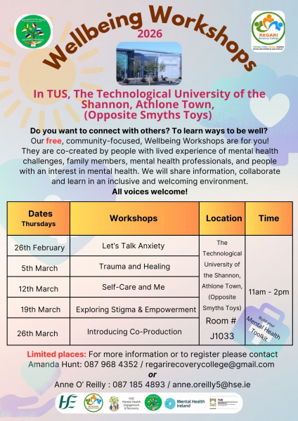 Wellbeing Workshops in Athlone, TUS, 2026